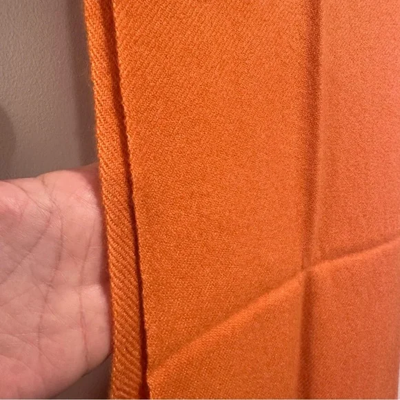 Certified 100%Cashmere Pashmina Nepal Lux WinterScarf Orange Fringe Handmade NWT